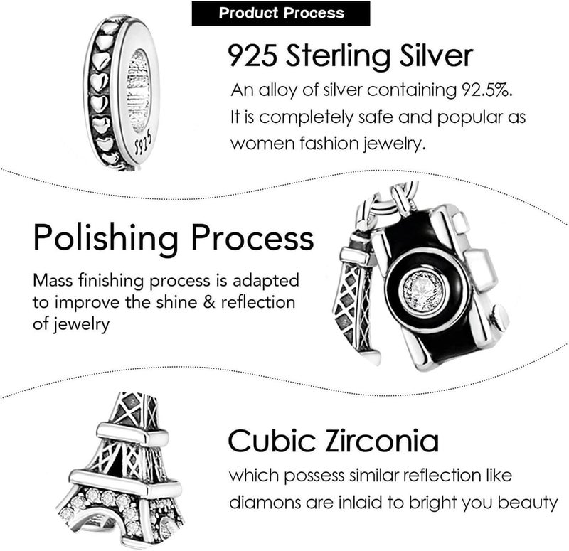 VALGACLS Mom Wife Daughter Love Heart Wedding Rings Charms 925 Sterling Silver Charms for Bracelets Necklace Valentine's Day Mother's Day Jewelry Charm for Women - Image 4
